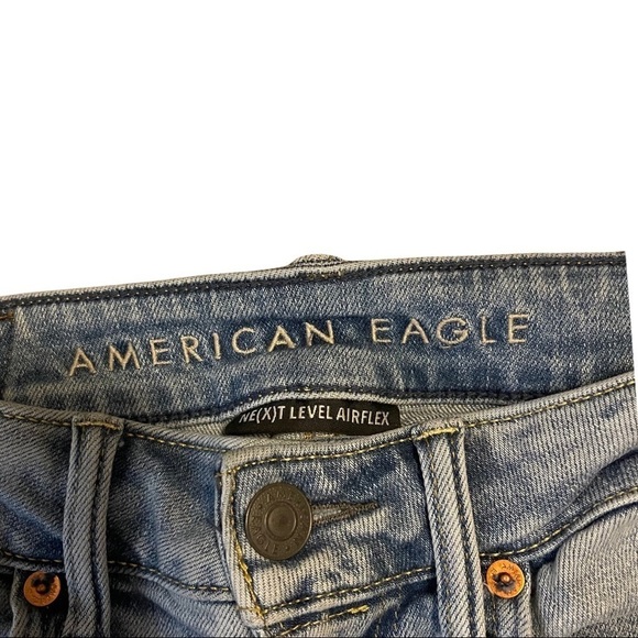 American Eagle Faded Distressed Ripped Skinny High Rise Next Level Flex Jeans - Picture 4 of 9
